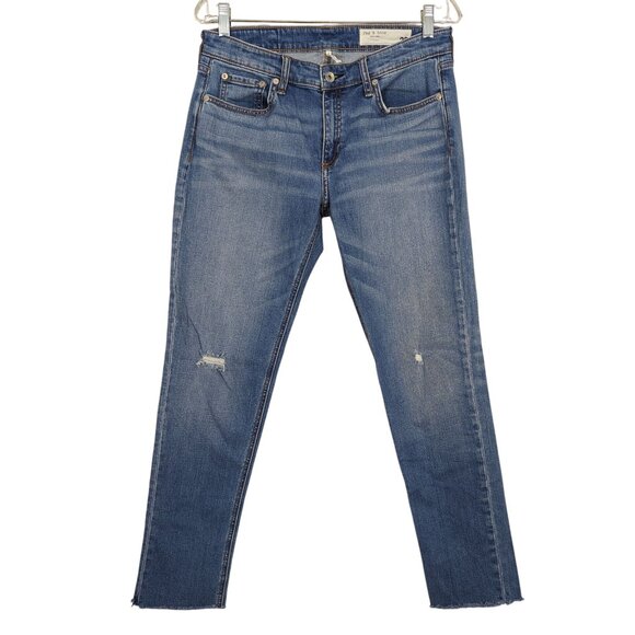 Rag & Bone Dre Low Rise Slim Boyfriend Women Jeans 28 light blue distressed - Picture 1 of 16